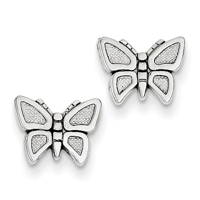 Butterfly Stud Earrings, 14K White Gold