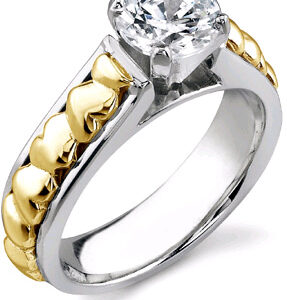 CZ Heart Ring, 14K Two-Tone Gold