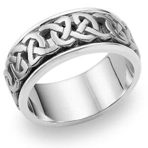 Caedmon 18K White Gold Celtic Knot Wedding Band Ring