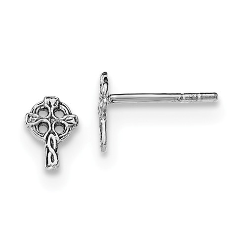 Celtic Cross Stud Earrings in Sterling Silver