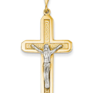 Celtic Crucifix Pendant, 14K Two-Tone Gold