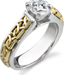 Celtic Engagement Ring, 14K Two-Tone Gold, 0.25 Carat Diamond