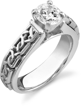 Celtic Engagement Ring, 14K White Gold, 0.25 Carat