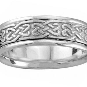 Celtic Heart Knot Wedding Band in White Gold