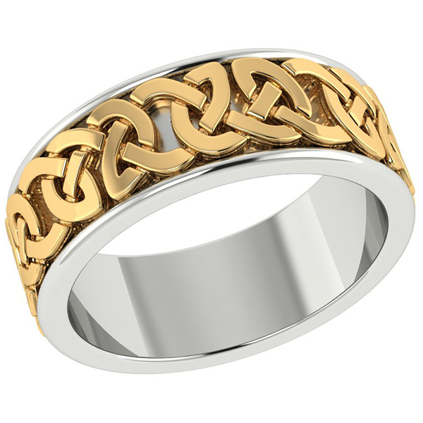 Celtic Wedding Band Ring in 14K Gold and Silver