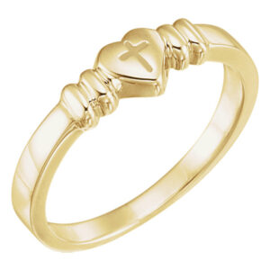 Chastity Cross Heart Ring in 14K Gold