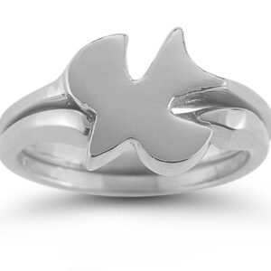 Christian Dove Bridal Wedding Ring Set in 14K White Gold