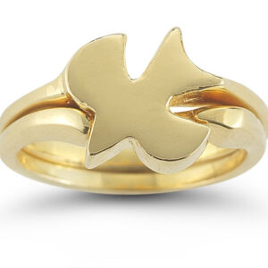 Christian Dove Bridal Wedding Ring Set in 14K Yellow Gold