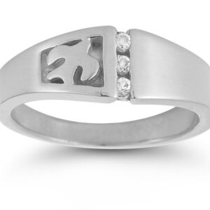 Christian Dove Diamond Trinity Ring in 14K White Gold