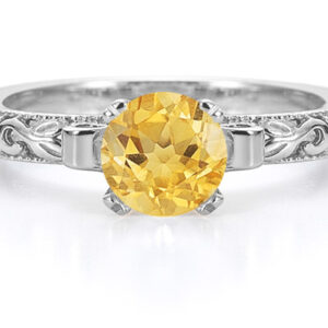 Citrine 1 Carat Art Deco Ring in Sterling Silver
