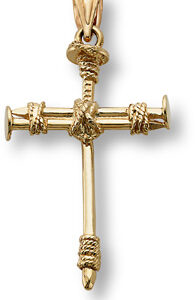 Cross of Nails Pendant, 14K Gold