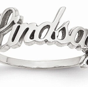 Cursive Style Name Ring in Sterling Silver