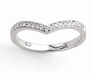 Curved "V" Diamond Wedding Band Ring