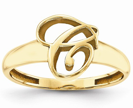 Custom Cursive Initial Ring in 14K Yellow Gold