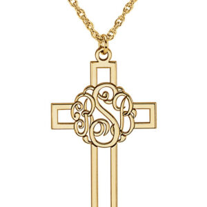 Custom Gold Monogram Cross Necklace