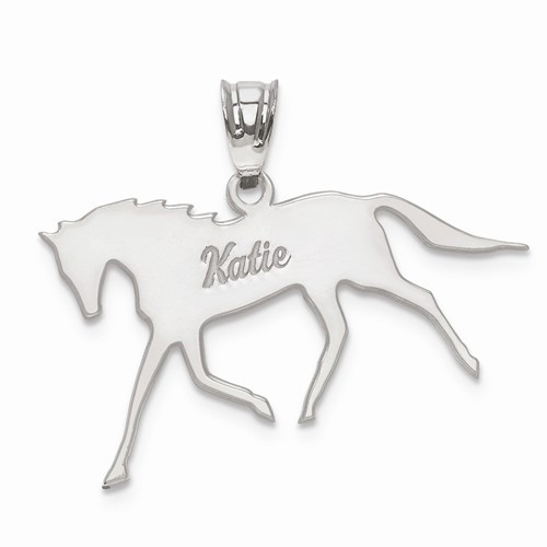 Custom Horse Name Pendant in 14K White Gold