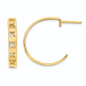 Custom Initial Hoop Earrings in 14K Gold