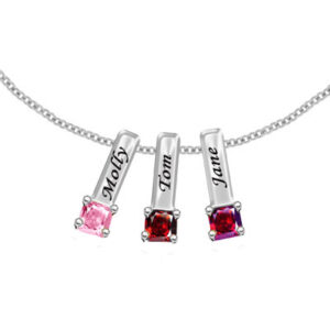 Custom Mother's Necklace with 3 Birthstone Pendants in Sterling Silver