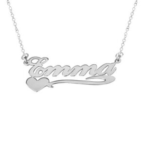 Custom Name Necklace with Heart in Sterling Silver