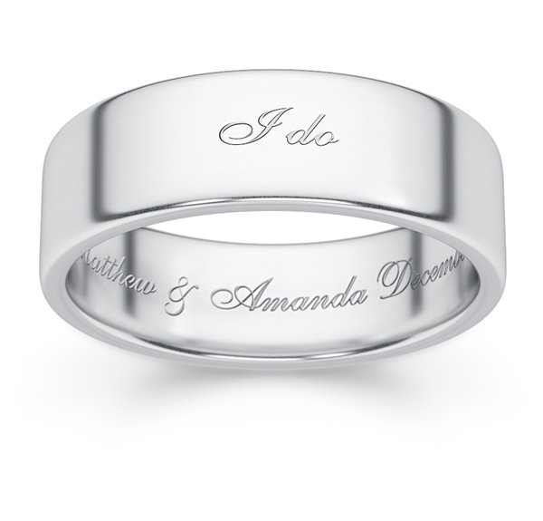 Customized "I Do" Silver Wedding Band Ring