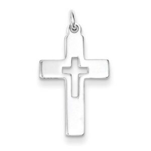 Cutout Polished Cross Pendant in Sterling Silver