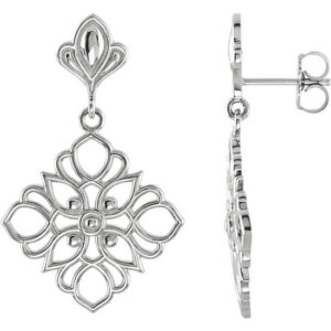 Dangling Floral Earrings in Sterling Silver