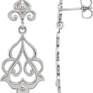Decorative Dangle Earrings, Sterling Silver