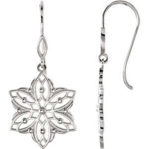 Decorative Dangle Flower Earrings in Silver
