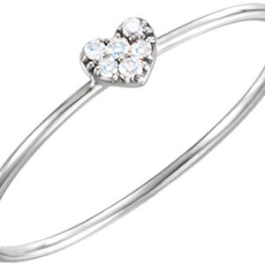 Diamond Cluster Heart Ring, 14K White Gold