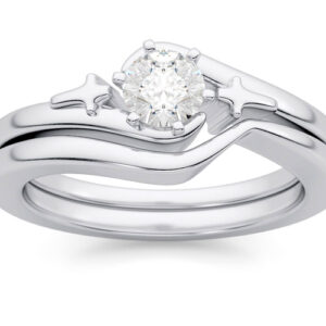 Diamond Cross Christian Wedding and Engagement Ring Set