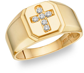 Diamond Cross Ring - 14K Gold