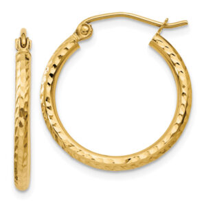 Diamond-Cut Tube Hoop Earrings in 14K Gold (3/4", 2mm Thick)