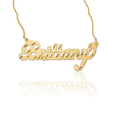 Diamond-Cut Yellow Gold Personalized Name Jewelry Necklace