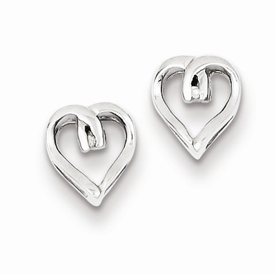Diamond Heart Post Earrings in .925 Sterling Silver