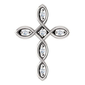 Diamond Infinity Cross Necklace Pendant, 14K White Gold