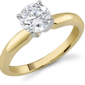 Diamond Solitaire CZ Ring, 14K Yellow Gold