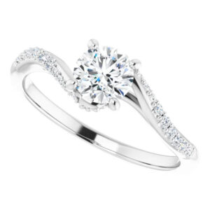 Diamond Subtle Twist Engagement Ring, 14K White Gold