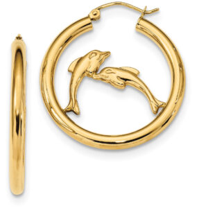 Dolphin Hoop Earrings in 14K Gold
