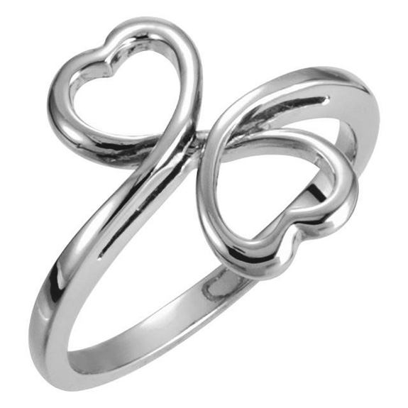 Double Heart Twist Ring in 14K White Gold
