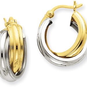 Double Hoop Earrings in 14K Two-Tone Gold