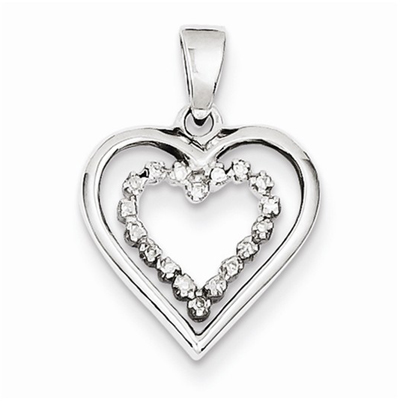 Dual Sterling Silver Diamond Heart Pendant