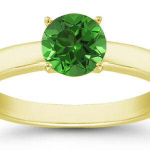 Emerald Gemstone Solitaire Ring in 14K Yellow Gold