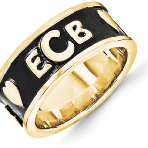 Enameled Monogram Ring, 14K Gold