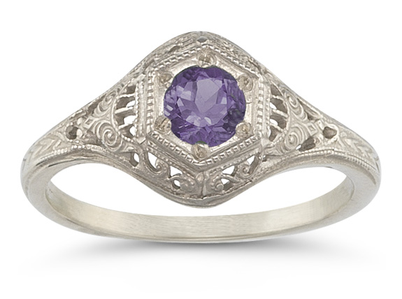 Enchanted Amethyst Ring in 14K White Gold