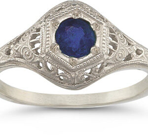 Enchanted Blue Sapphire Ring, 14K White Gold