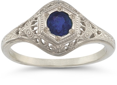 Enchanted Blue Sapphire Ring, 14K White Gold