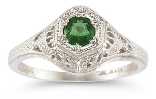 Enchanted Emerald Ring in 14K White Gold