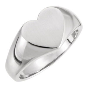 Engravable Signet Heart Ring in 14K White Gold