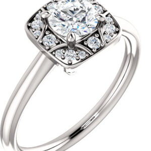 Ethereal Diamond Halo Engagement Ring in 14K White Gold