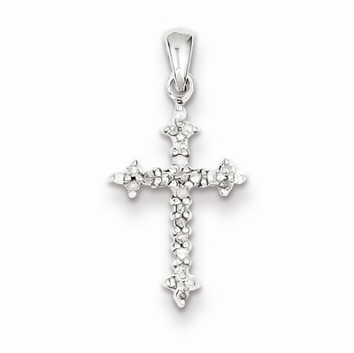 "Everlasting Life" Diamond Cross Pendant in Sterling Silver